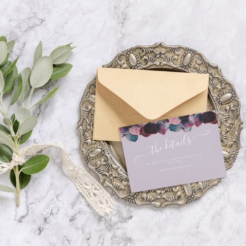 Gold Lavender Hydrangeas Wedding Details Website Enclosure Card