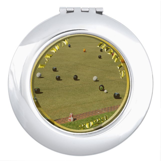 Gold Lawn Bowls 2023 Designed Coin, Compact Mirror (Front)