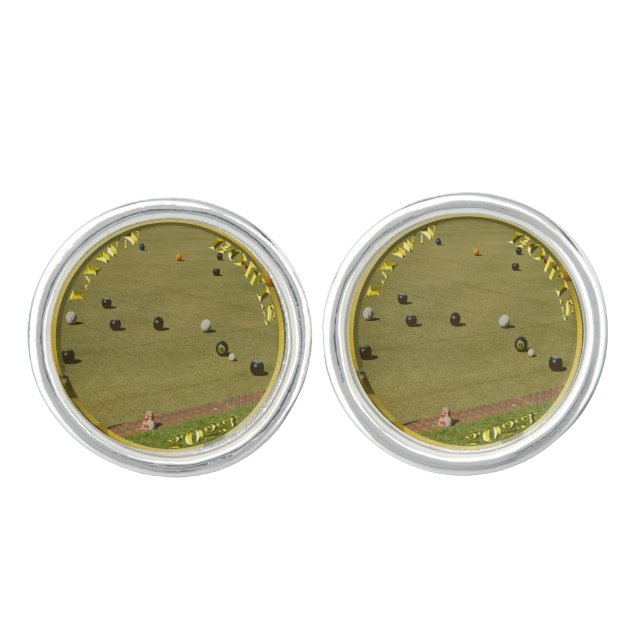 Gold Lawn Bowls 2023 Designed Coin, Cufflinks (Front)