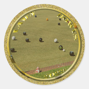Gold Lawn Bowls 2023 Designed Coin, Round Stickers