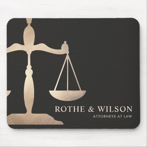 Gold Lawyer Scales of Justice Dark Brown Mouse Pad