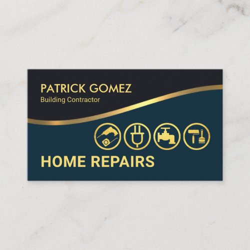 Gold Layer Waves Gold Handyman Tools Business Card