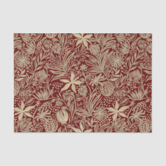 Gold Lazy Floral Pattern on Deep Red Tissue Paper