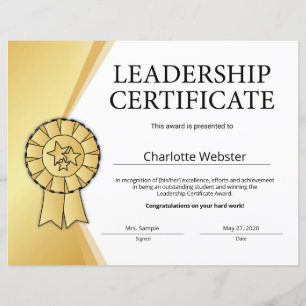 Gold Leadership Certificate of Achievement PDF