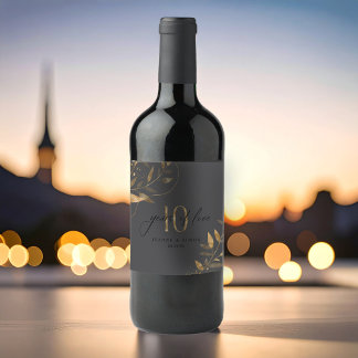 Gold Leaf 10th Anniversary Years of Love ID1169 Wine Label