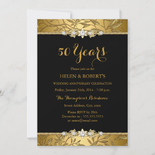 Gold Leaf 50th Wedding Anniversary Invite