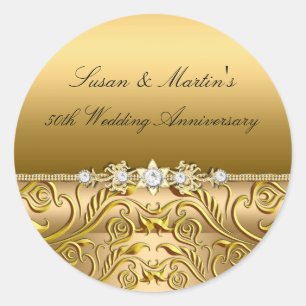Gold Leaf 50th Wedding Anniversary Sticker