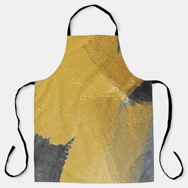 Gold leaf, abstract black design apron (Front)