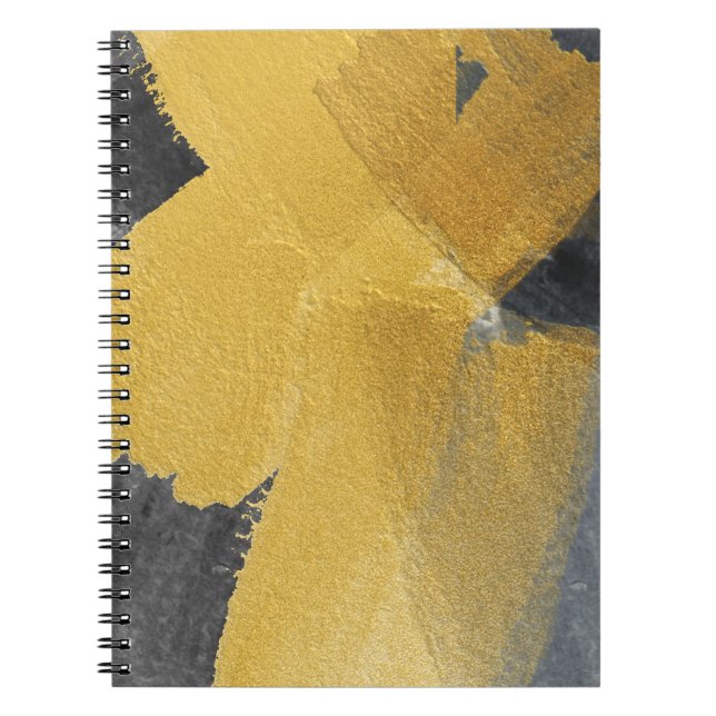 Gold leaf, abstract black design notebook (Front)
