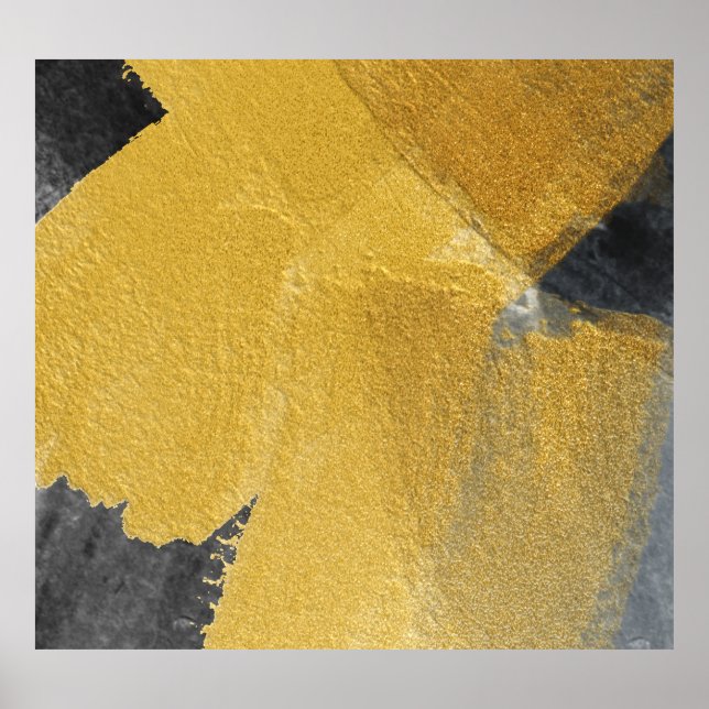 Gold leaf, abstract black design poster (Front)