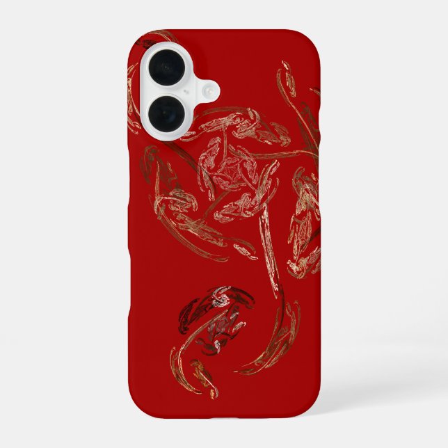 gold leaf abstract rose red iphone case (Back)