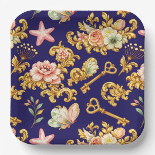 Gold Leaf Acanthus Paper Plates