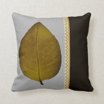 Gold Leaf accent Gray Black Throw Pillow