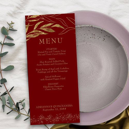 Gold Leaf and Confetti Red Menu