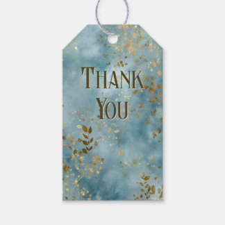 Gold Leaf and Teal Pattern Botanical Gold Accents Gift Tags