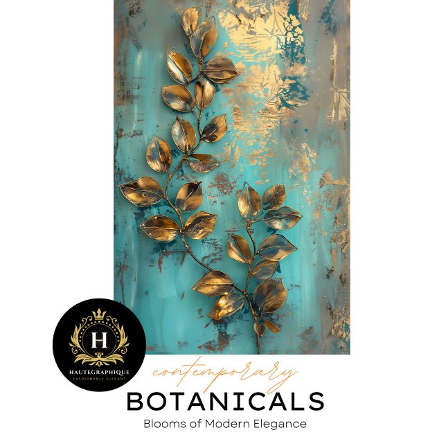Gold Leaf and Turquoise Botanical Tissue Paper (Creator Uploaded)