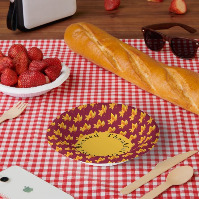 Gold Leaf Autumn Foliage Holiday Celebration  Paper Bowls (Picnic)