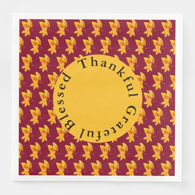 Gold Leaf Autumn Foliage Holiday Celebration  Paper Dinner Napkins (Front)
