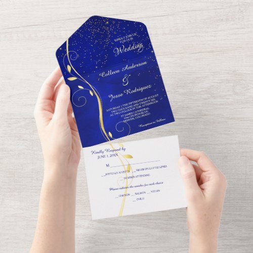 Gold Leaf Blue Photo Template All in One Wedding