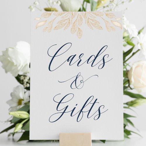 Gold Leaf Botanical Wedding Cards  Gifts Sign