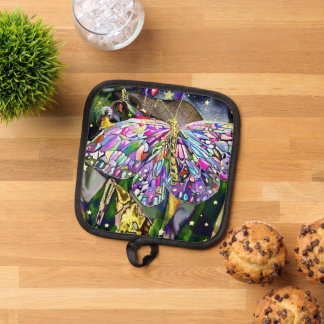 Gold Leaf Butterfly Pot Holder