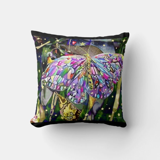 Gold Leaf Butterfly! Throw Pillow (Front)