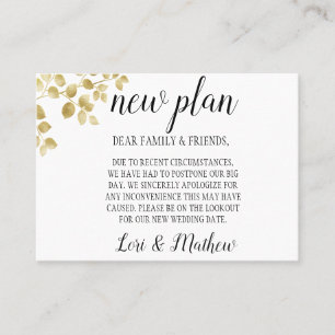 Gold Leaf Change the Date Announcement Cards