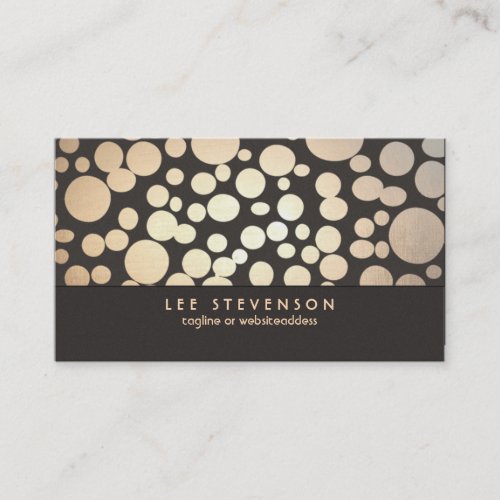 Gold Leaf Circles Look Modern and Trendy Brown Business Card Template