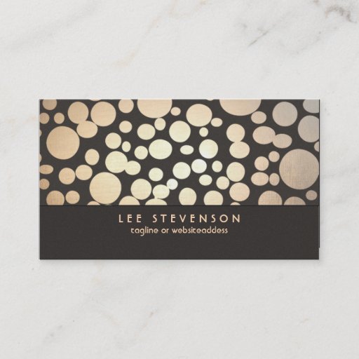 Customizable Gold Leaf Circles Look Modern and Trendy Brown Business Card Template