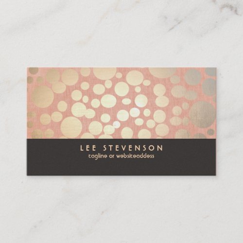 Gold Leaf Circles Makeup Artist Peach Linen Look Business Card Template