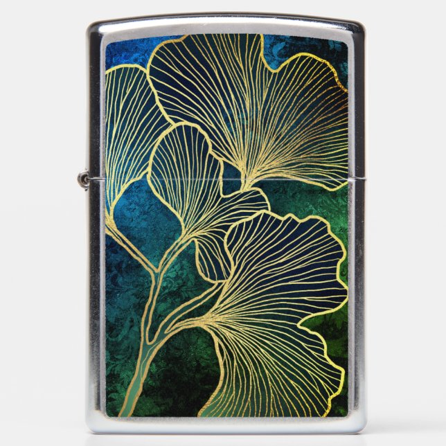 Gold Leaf Deco Zippo Lighter (Front)
