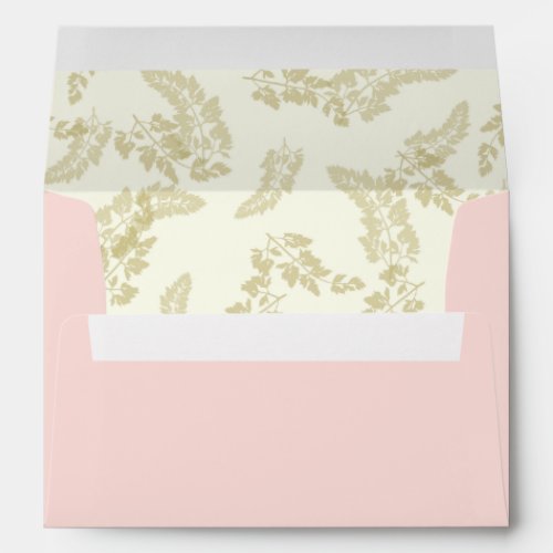 Gold Leaf Design Blush Pink and Ivory Envelope