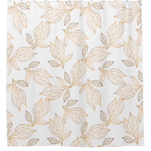 Gold Leaf Designer Shower Curtain (Front)