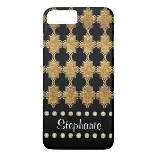 Gold Leaf Diamond Jewel Quatrefoil Trellis Pattern iPhone 8 Plus/7 Plus Case