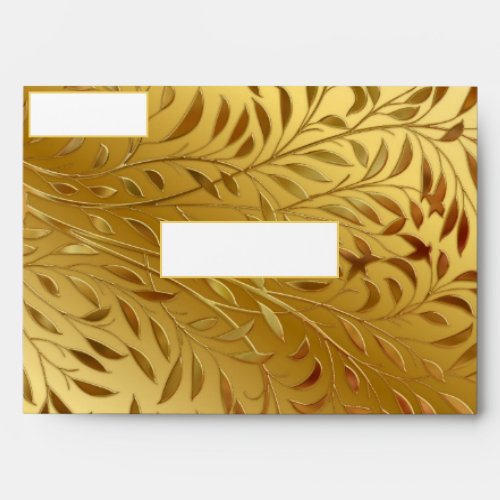 Gold Leaf Embossed Look Foil Elegant Envelope