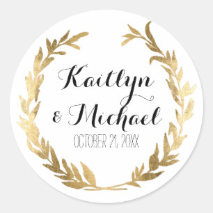 Gold Leaf Faux Stickers Modern Laurel Wreath Party