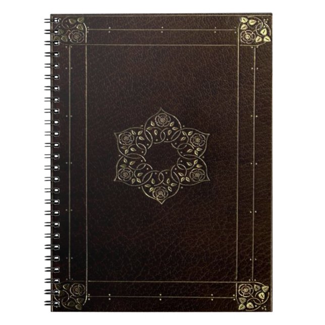 Gold Leaf Flower Leather Look Goth notebook (Front)