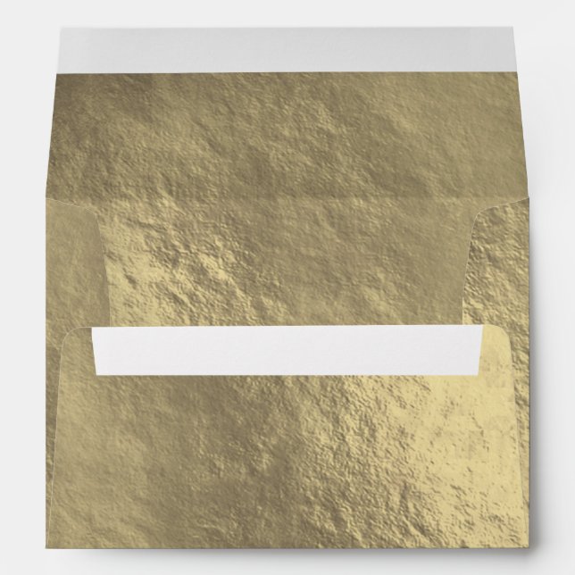 Gold Leaf Foil Look Modern Elegant Chic Wedding Envelope (Back (Bottom))