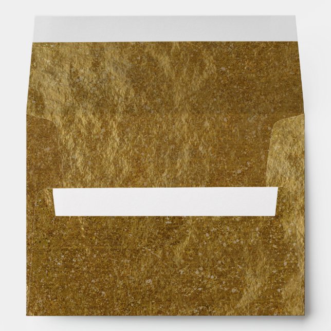 Gold Leaf Foil Look Modern Elegant Chic Wedding Envelope (Back (Bottom))