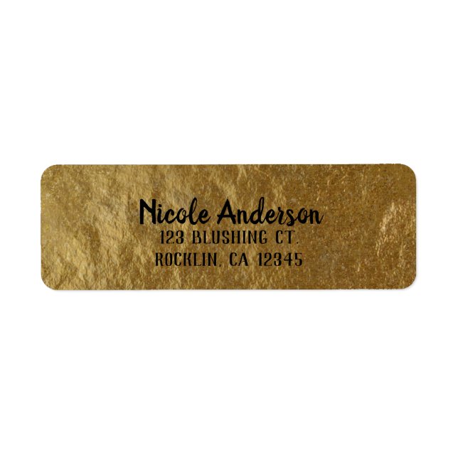 Gold Leaf Foil Look Modern Elegant Chic Wedding Label (Front)
