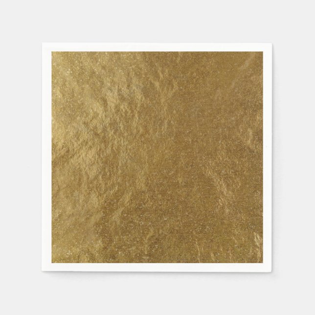 Gold Leaf Foil Look Modern Elegant Chic Wedding Napkins (Front)