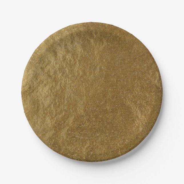 Gold Leaf Foil Look Modern Elegant Chic Wedding Paper Plates (Front)