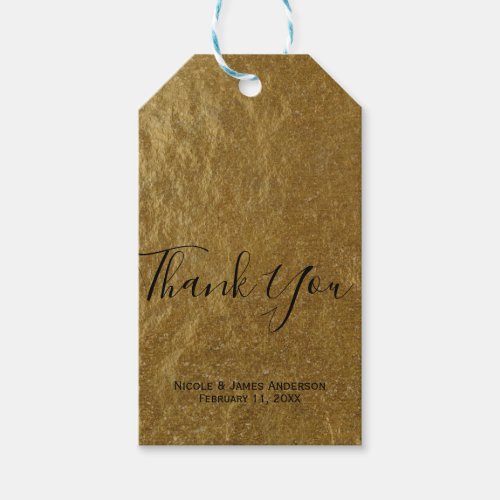 Gold Leaf Foil Look Modern Elegant Wedding Favor Gift Tags