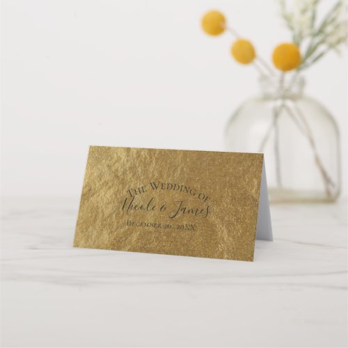 Gold Leaf Foil Look Modern Elegant Wedding Table Place Card