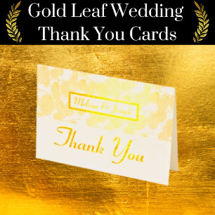 Gold Leaf Foliage Wedding Thank You Foil Card