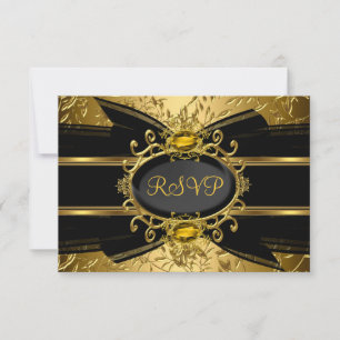 Gold Leaf & Gem 50th Anniversary RSVP