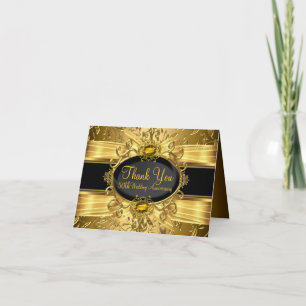 Gold Leaf & Gem 50th Anniversary Thank You Card