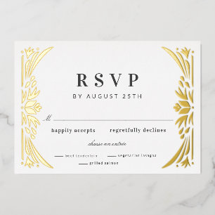 Gold Leaf Gilded Age Foil Wedding RSVP Foil Invitation