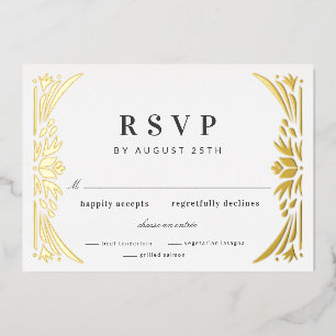 Gold Leaf Gilded Age Foil Wedding RSVP Invitation
