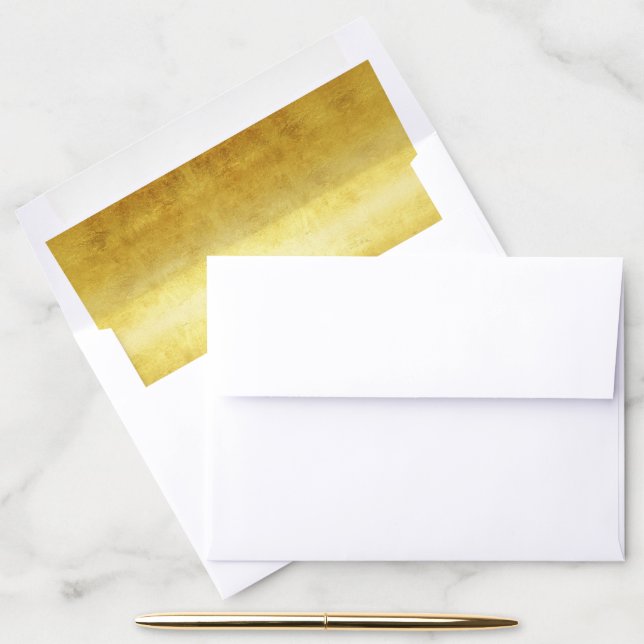 Gold Leaf Gilded Paper Wedding Envelope Liner (Desk)